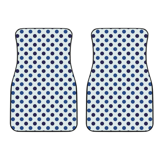 White And Blue Polka Dot Pattern Print Front Car Floor Mats