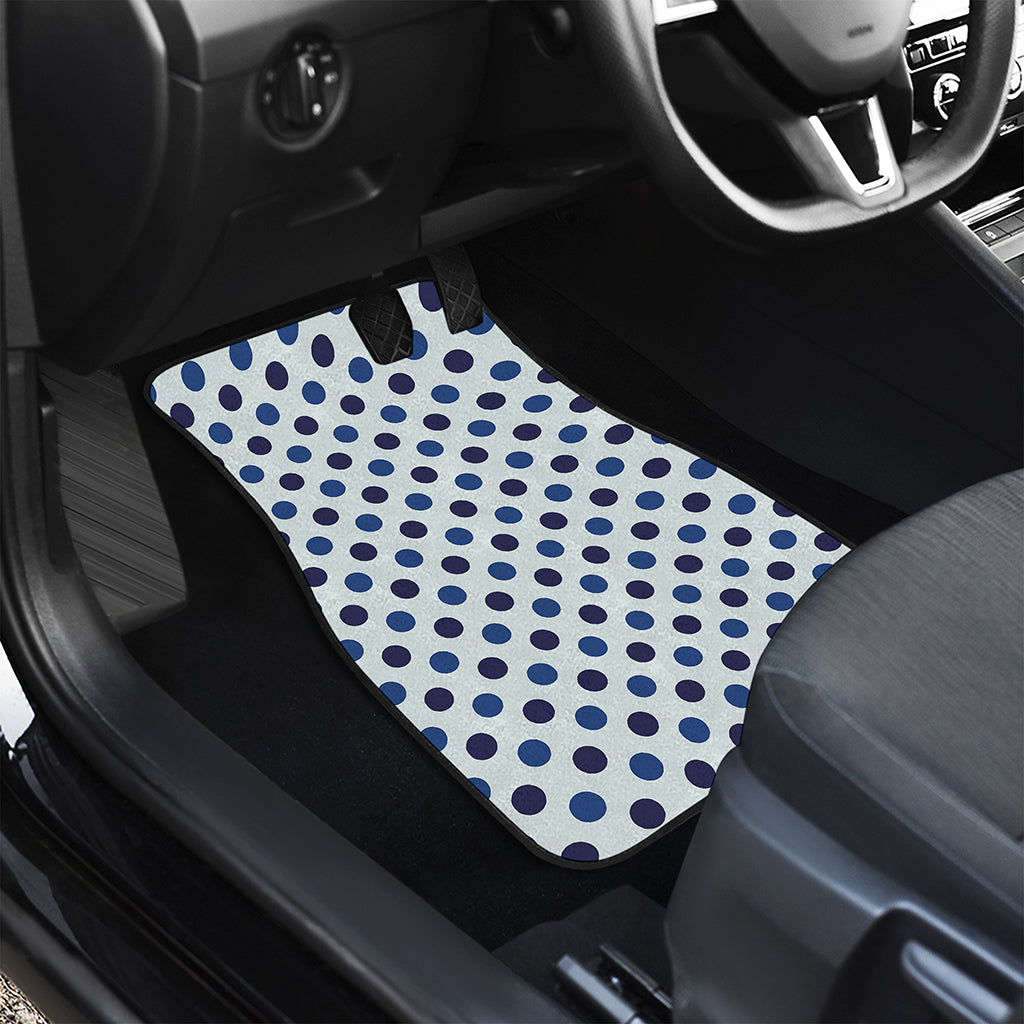 White And Blue Polka Dot Pattern Print Front Car Floor Mats