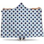White And Blue Polka Dot Pattern Print Hooded Blanket