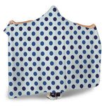 White And Blue Polka Dot Pattern Print Hooded Blanket