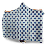 White And Blue Polka Dot Pattern Print Hooded Blanket