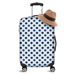 White And Blue Polka Dot Pattern Print Luggage Cover