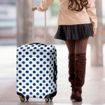 White And Blue Polka Dot Pattern Print Luggage Cover