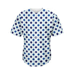 White And Blue Polka Dot Pattern Print Men's Baseball Jersey