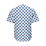 White And Blue Polka Dot Pattern Print Men's Baseball Jersey