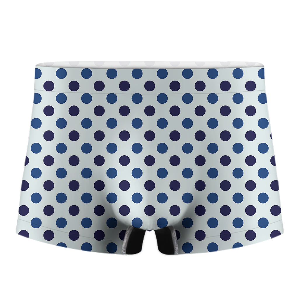 White And Blue Polka Dot Pattern Print Men's Boxer Briefs