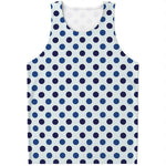 White And Blue Polka Dot Pattern Print Men's Tank Top