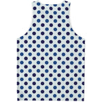 White And Blue Polka Dot Pattern Print Men's Tank Top
