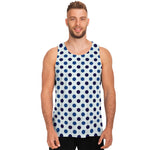 White And Blue Polka Dot Pattern Print Men's Tank Top