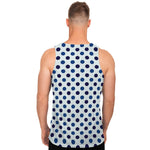 White And Blue Polka Dot Pattern Print Men's Tank Top