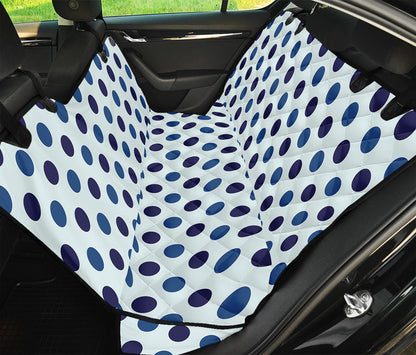 White And Blue Polka Dot Pattern Print Pet Car Back Seat Cover