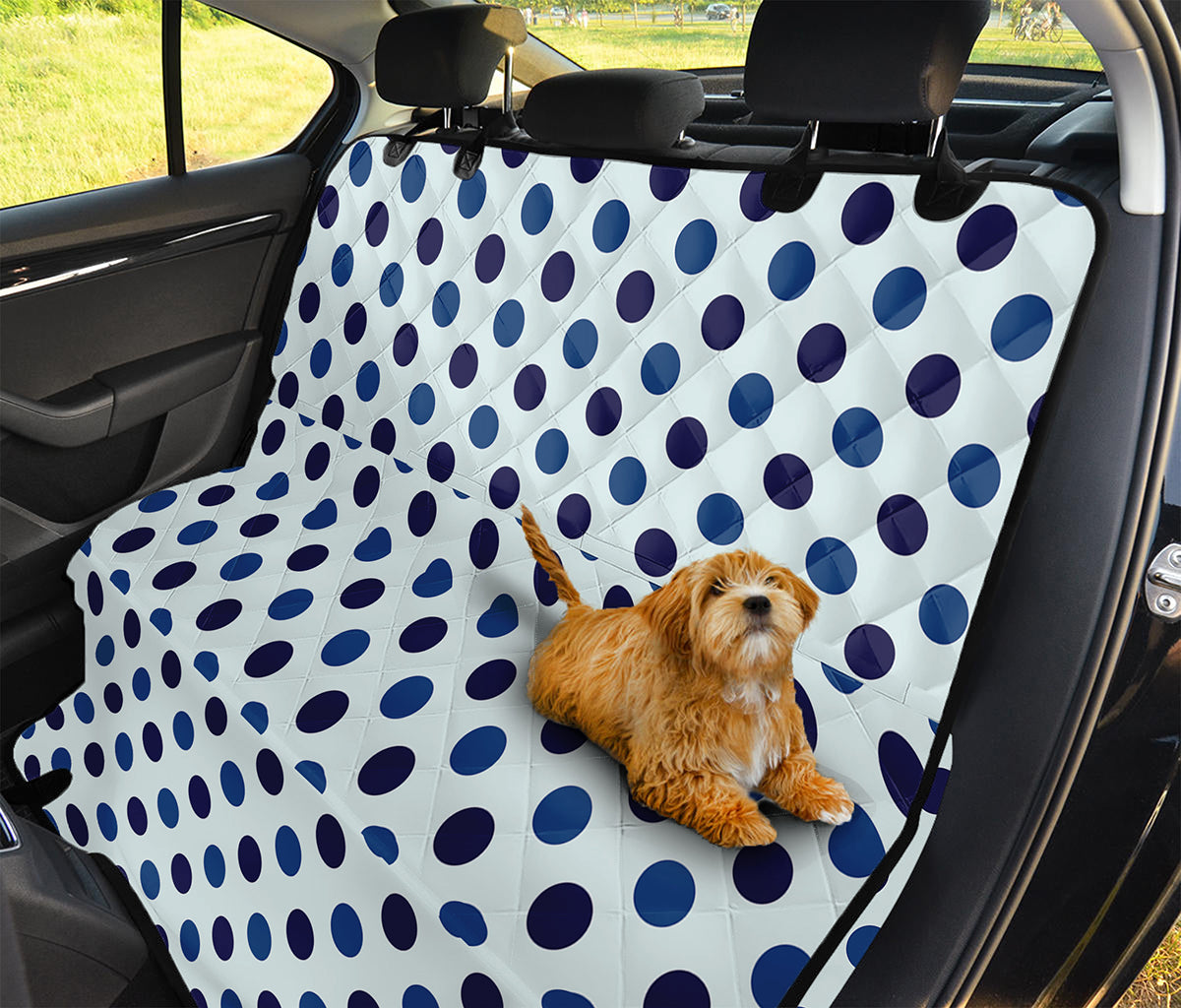 White And Blue Polka Dot Pattern Print Pet Car Back Seat Cover