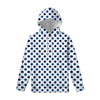 White And Blue Polka Dot Pattern Print Pullover Hoodie