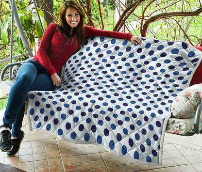 White And Blue Polka Dot Pattern Print Quilt