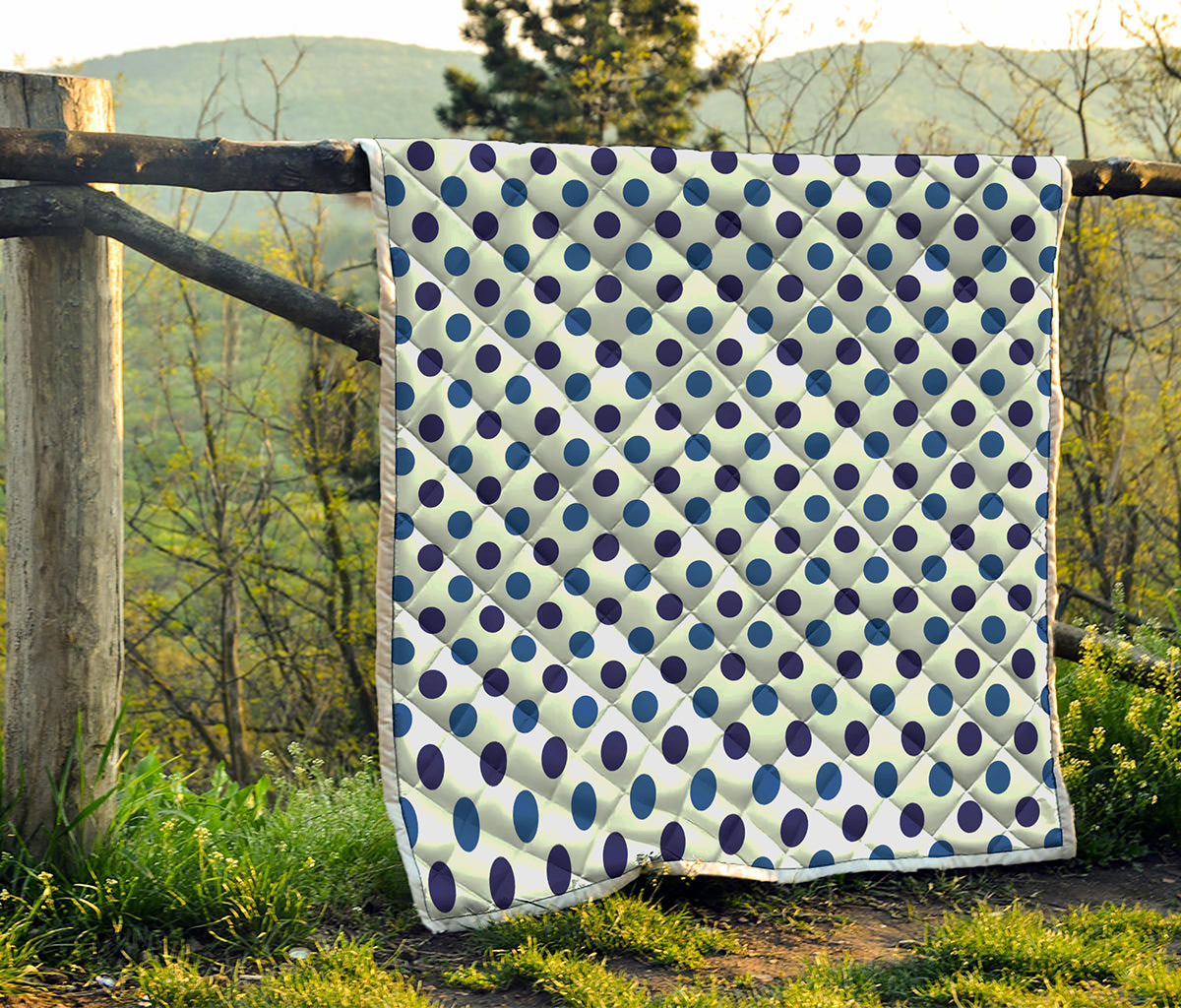 White And Blue Polka Dot Pattern Print Quilt