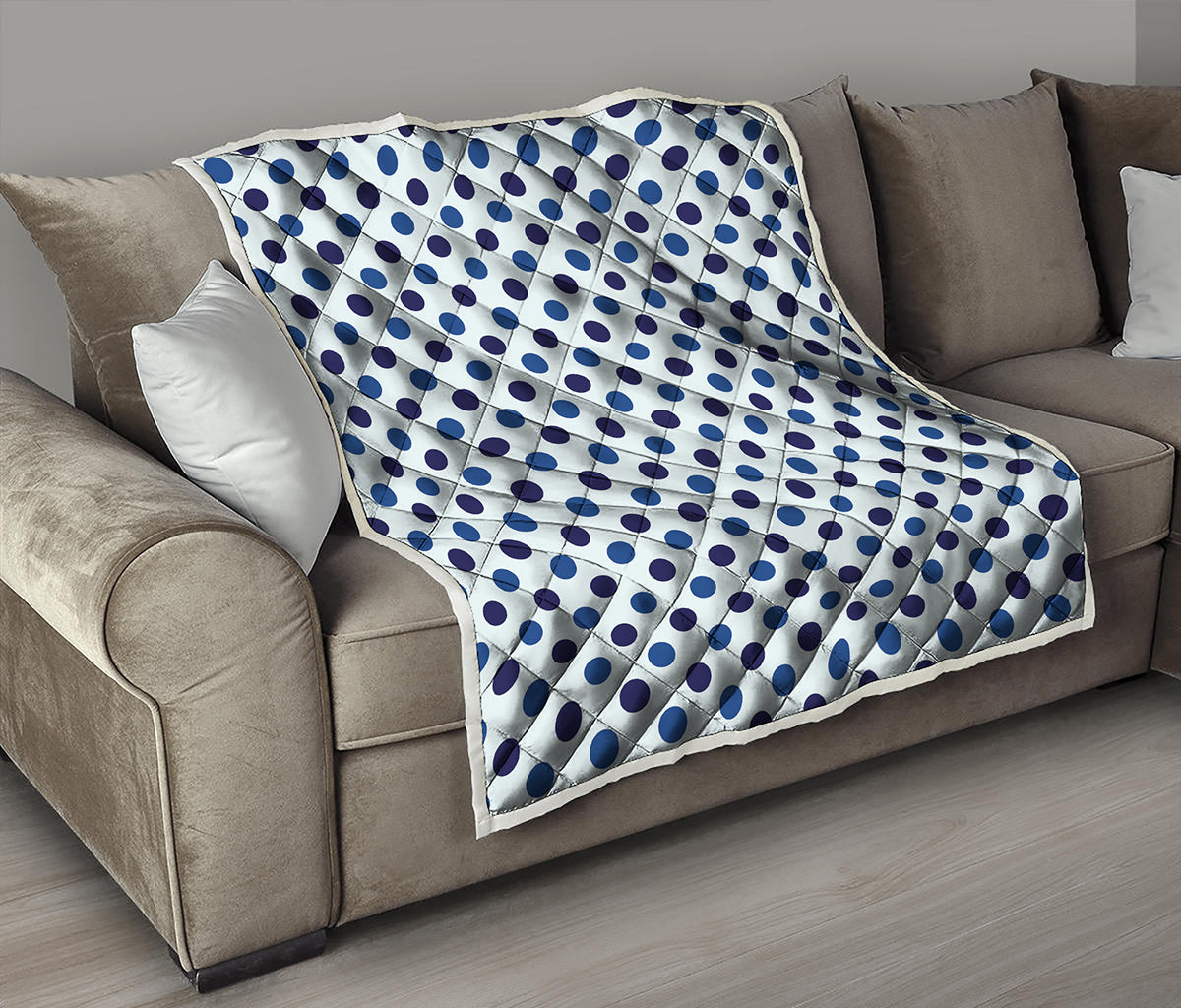 White And Blue Polka Dot Pattern Print Quilt