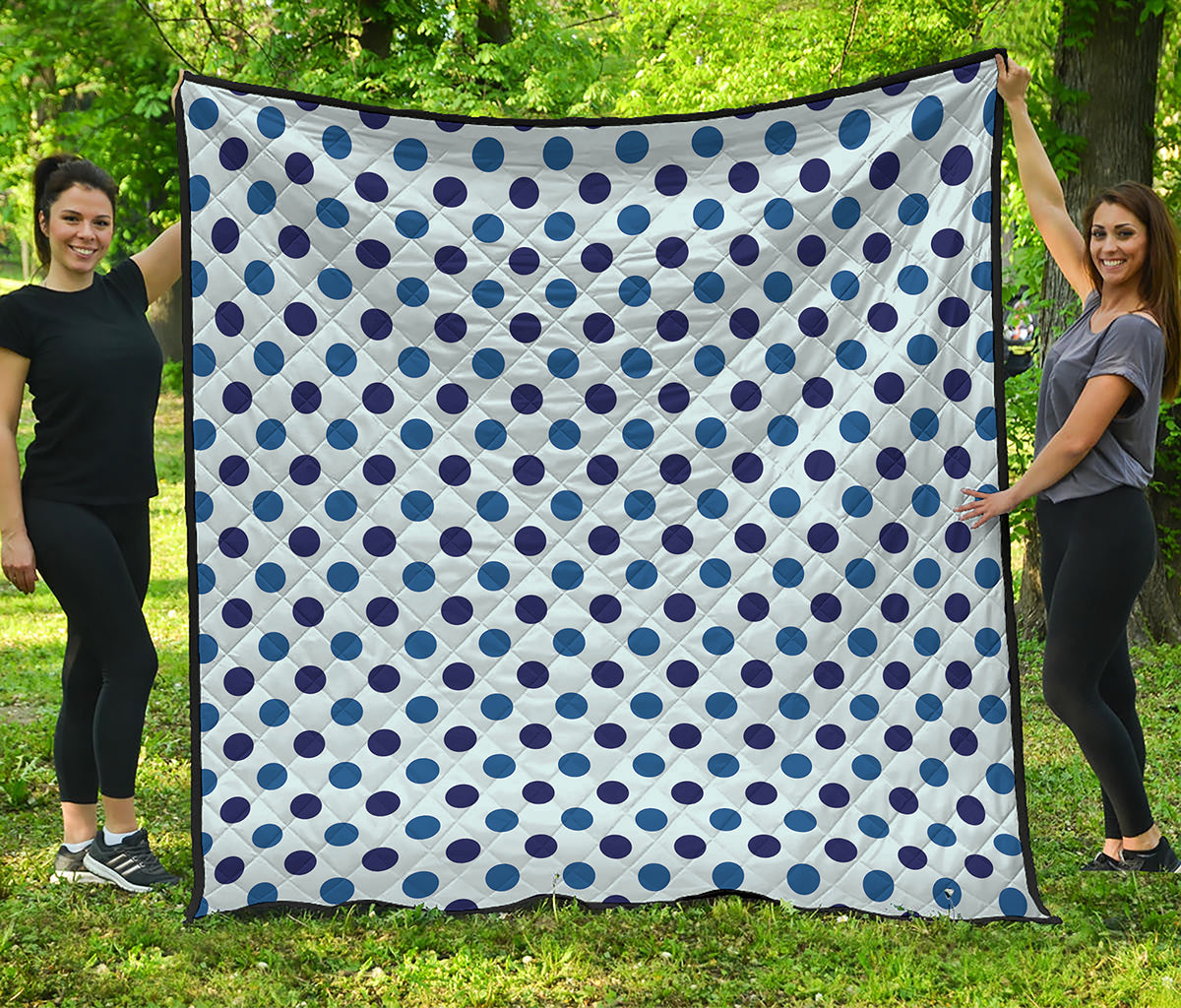 White And Blue Polka Dot Pattern Print Quilt
