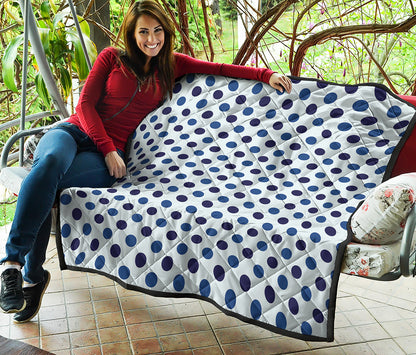 White And Blue Polka Dot Pattern Print Quilt