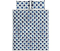 White And Blue Polka Dot Pattern Print Quilt Bed Set