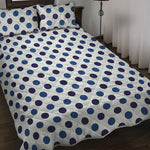 White And Blue Polka Dot Pattern Print Quilt Bed Set
