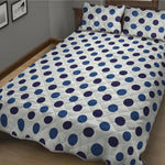 White And Blue Polka Dot Pattern Print Quilt Bed Set