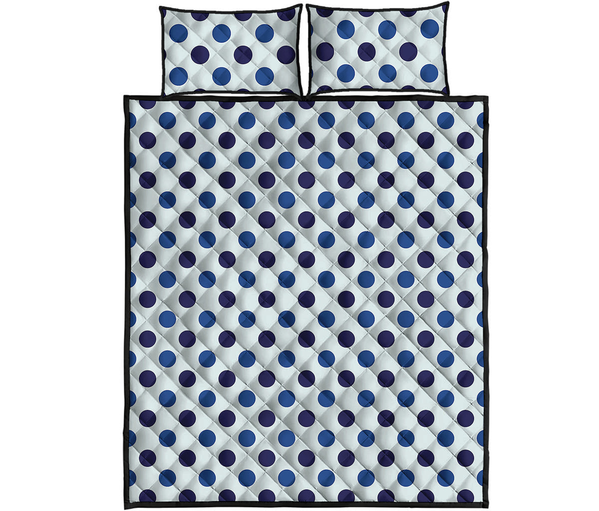 White And Blue Polka Dot Pattern Print Quilt Bed Set