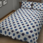 White And Blue Polka Dot Pattern Print Quilt Bed Set
