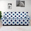White And Blue Polka Dot Pattern Print Sofa Cover