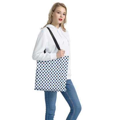 White And Blue Polka Dot Pattern Print Tote Bag