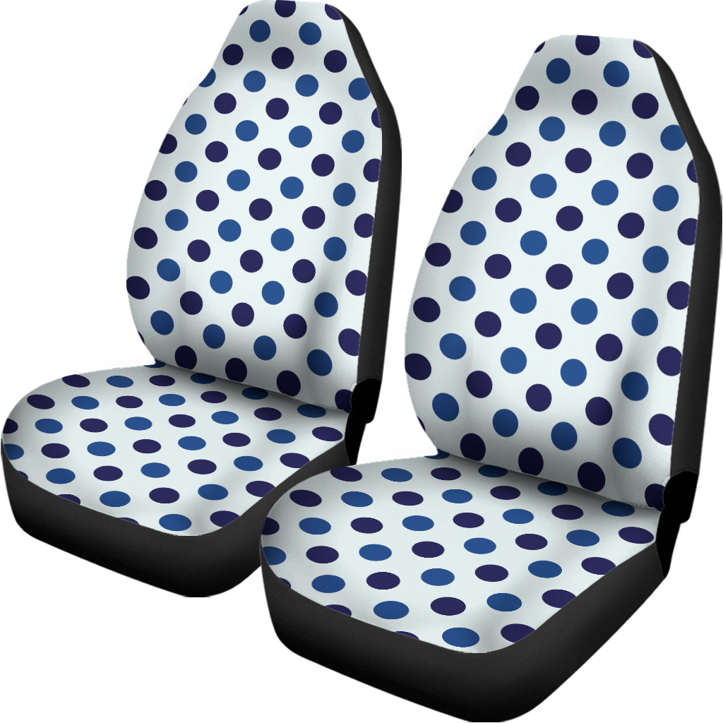 White And Blue Polka Dot Pattern Print Universal Fit Car Seat Covers