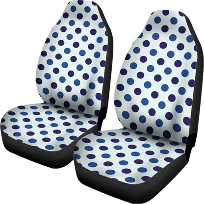 White And Blue Polka Dot Pattern Print Universal Fit Car Seat Covers