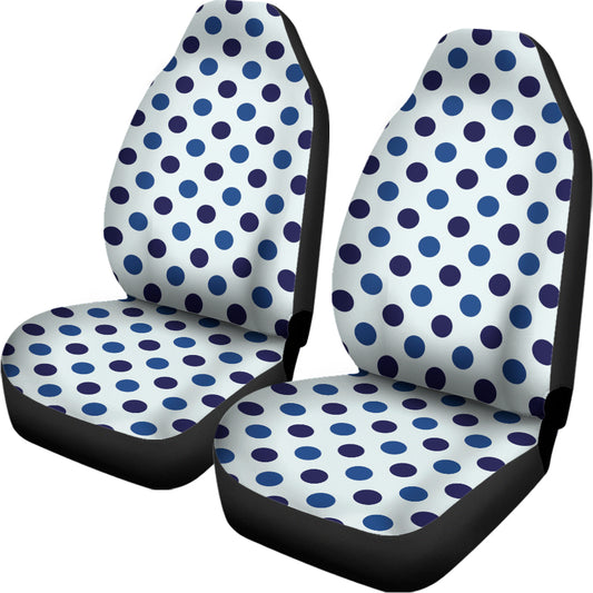 White And Blue Polka Dot Pattern Print Universal Fit Car Seat Covers
