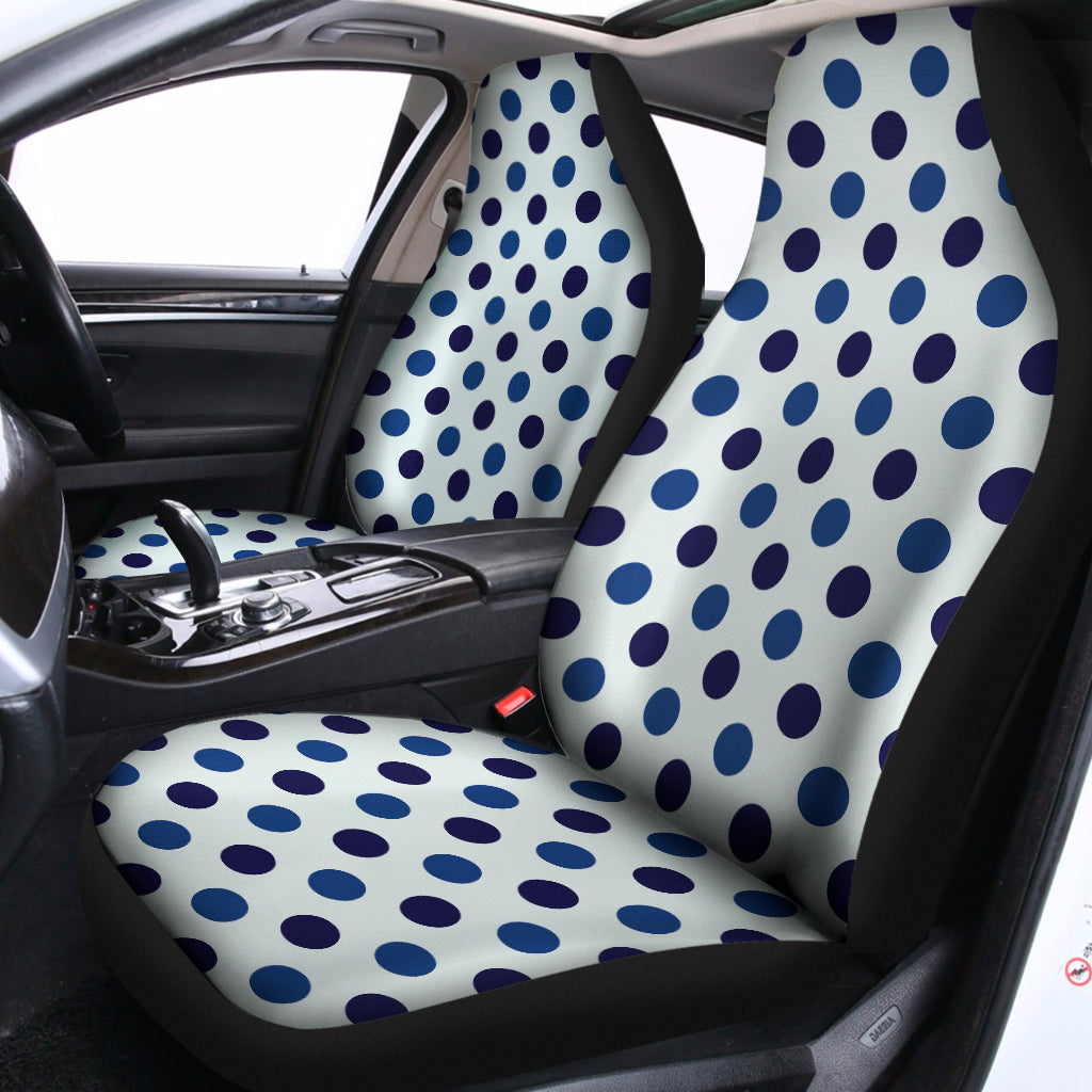 White And Blue Polka Dot Pattern Print Universal Fit Car Seat Covers