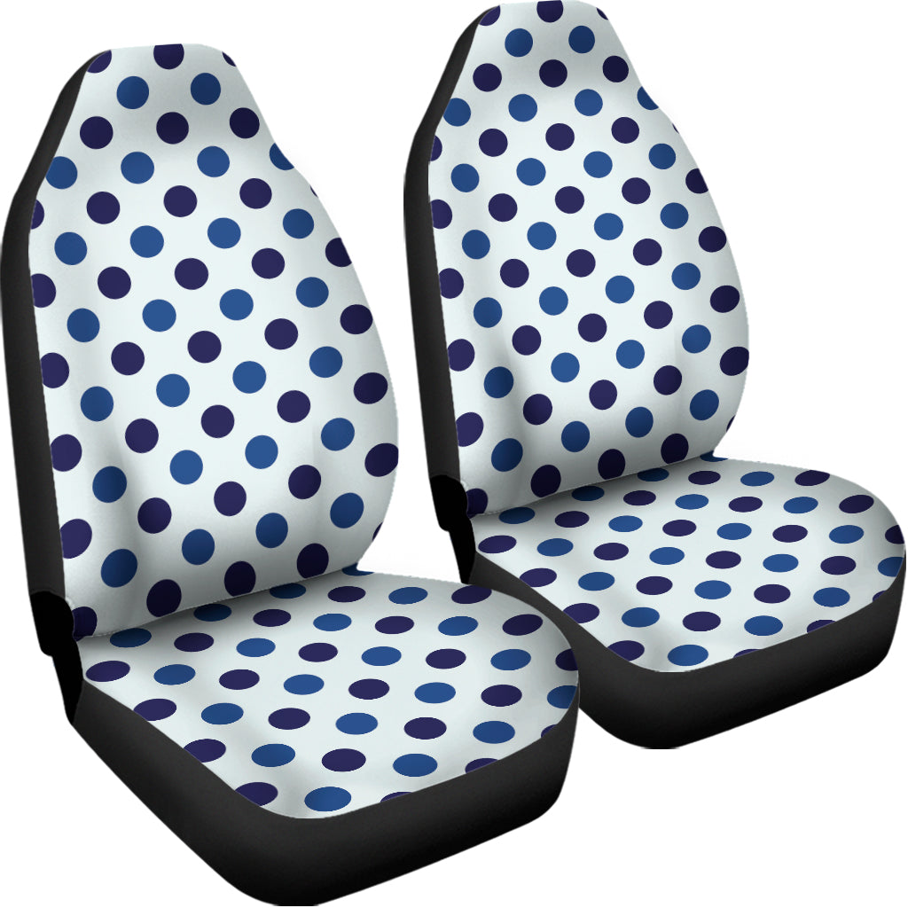 White And Blue Polka Dot Pattern Print Universal Fit Car Seat Covers