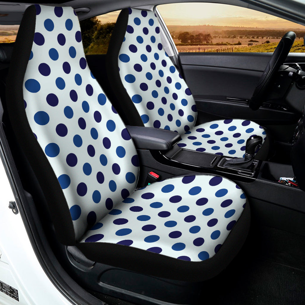 White And Blue Polka Dot Pattern Print Universal Fit Car Seat Covers