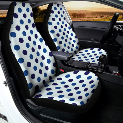 White And Blue Polka Dot Pattern Print Universal Fit Car Seat Covers