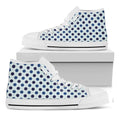 White And Blue Polka Dot Pattern Print White High Top Sneakers