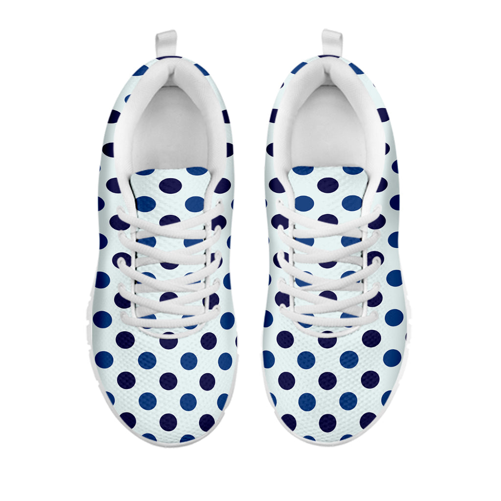 White And Blue Polka Dot Pattern Print White Sneakers