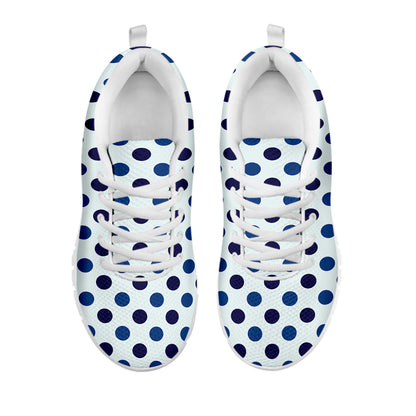 White And Blue Polka Dot Pattern Print White Sneakers