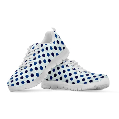 White And Blue Polka Dot Pattern Print White Sneakers