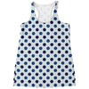 White And Blue Polka Dot Pattern Print Women's Racerback Tank Top