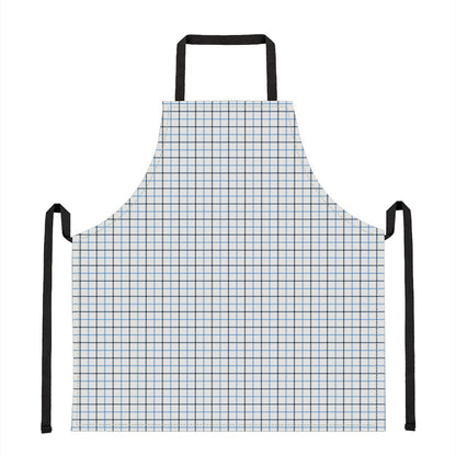 White And Blue Tattersall Pattern Print Apron
