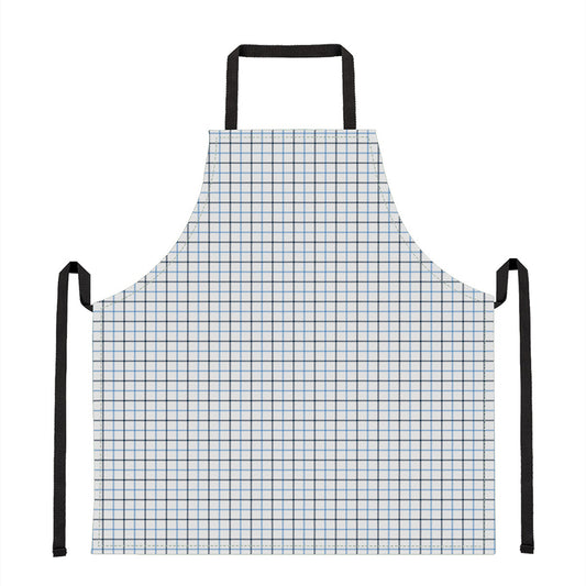White And Blue Tattersall Pattern Print Apron