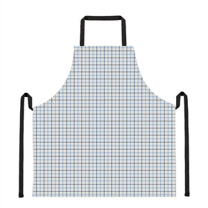 White And Blue Tattersall Pattern Print Apron