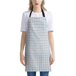 White And Blue Tattersall Pattern Print Apron