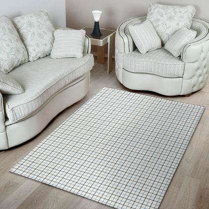 White And Blue Tattersall Pattern Print Area Rug