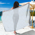 White And Blue Tattersall Pattern Print Beach Sarong Wrap