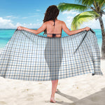 White And Blue Tattersall Pattern Print Beach Sarong Wrap