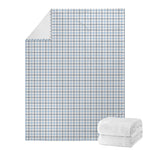 White And Blue Tattersall Pattern Print Blanket