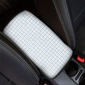 White And Blue Tattersall Pattern Print Car Center Console Cover